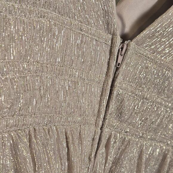 City Triangles Metallic ALine Gown with Beaded Waist Bands Blush PROM WEDDING 13 - Picture 8 of 12